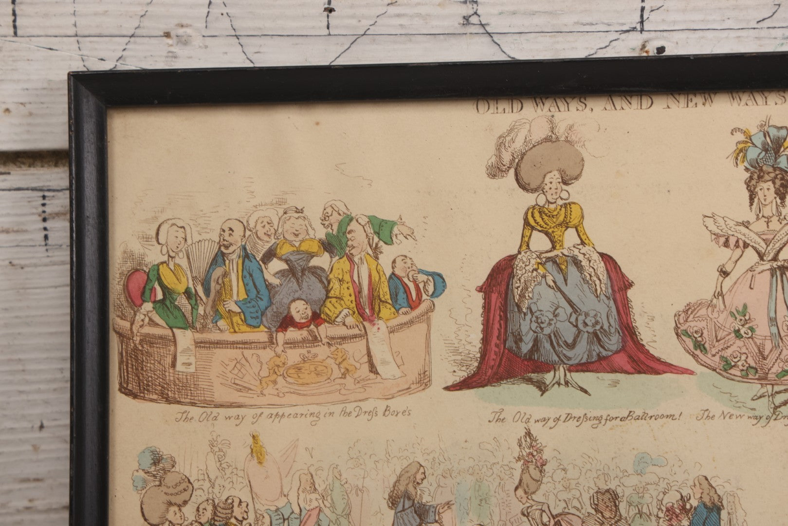 Lot 119 - Antique Hand Colored Comic Etching Titled "New Ways And Old Ways No. 3" From Book Of The Same Title, Designed And Etched By Henry Heath, Circa Mid 19th Century, In Frame, 13" x 9-7/8"