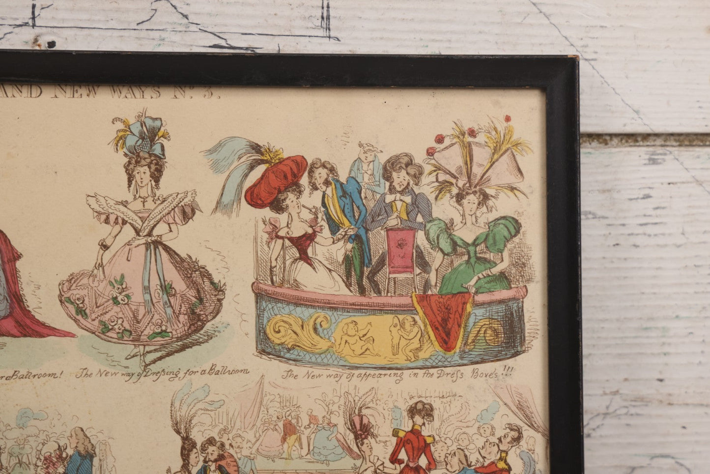 Lot 119 - Antique Hand Colored Comic Etching Titled "New Ways And Old Ways No. 3" From Book Of The Same Title, Designed And Etched By Henry Heath, Circa Mid 19th Century, In Frame, 13" x 9-7/8"