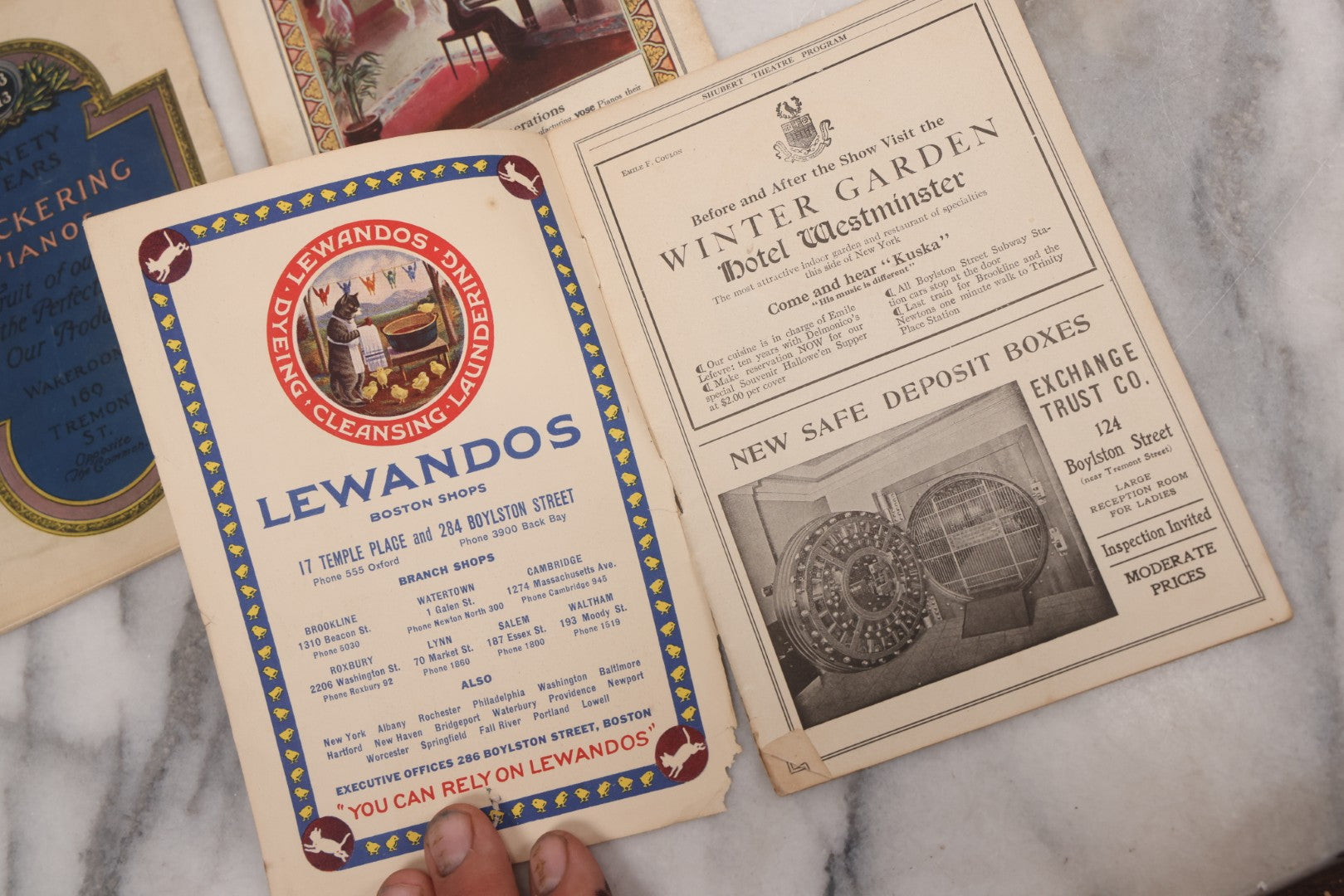 Lot 120 - Grouping Of Three Antique Theater Programs Including Two From The Sam S. Shubert Theatre, And One From Plymouth Theatre, Both In Boston, Circa 1920s