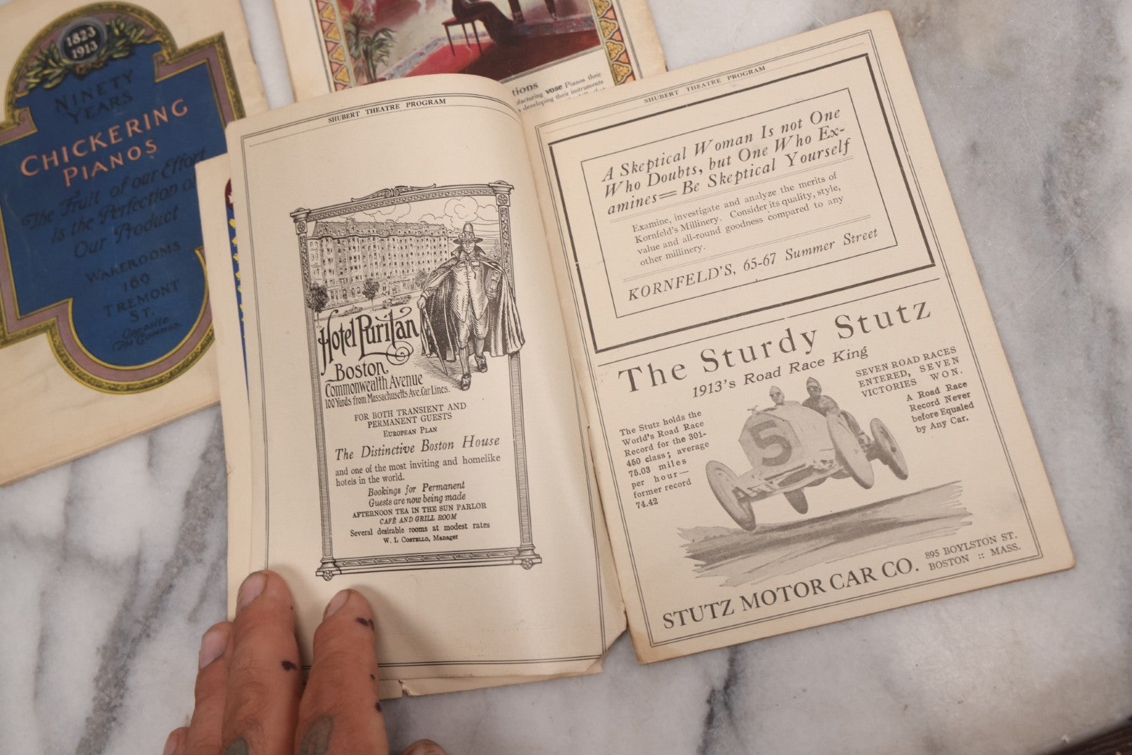 Lot 120 - Grouping Of Three Antique Theater Programs Including Two From The Sam S. Shubert Theatre, And One From Plymouth Theatre, Both In Boston, Circa 1920s