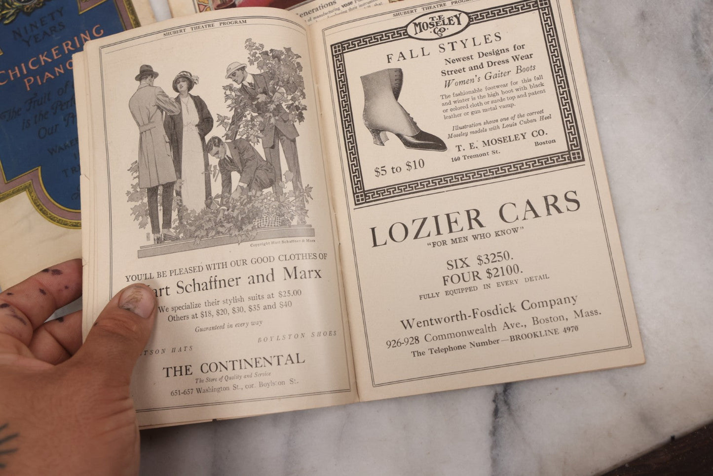 Lot 120 - Grouping Of Three Antique Theater Programs Including Two From The Sam S. Shubert Theatre, And One From Plymouth Theatre, Both In Boston, Circa 1920s