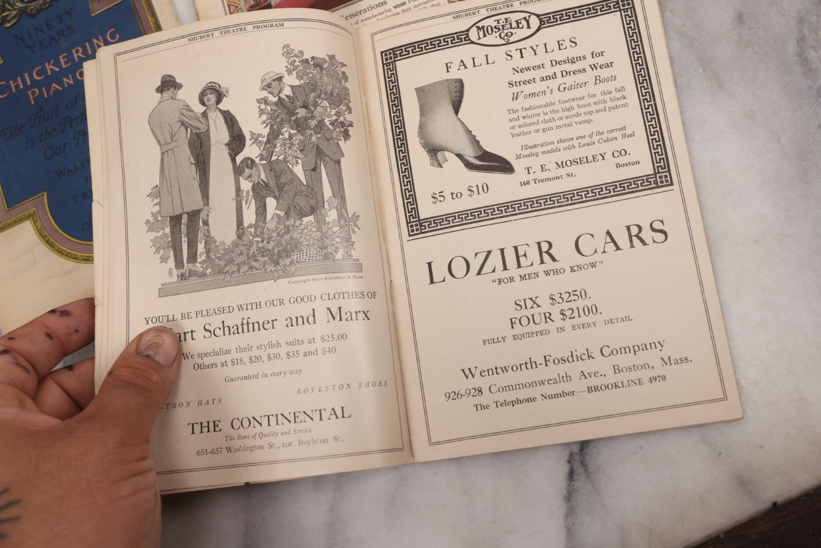 Lot 120 - Grouping Of Three Antique Theater Programs Including Two From The Sam S. Shubert Theatre, And One From Plymouth Theatre, Both In Boston, Circa 1920s