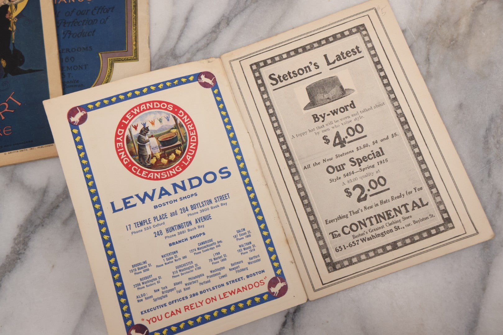 Lot 120 - Grouping Of Three Antique Theater Programs Including Two From The Sam S. Shubert Theatre, And One From Plymouth Theatre, Both In Boston, Circa 1920s