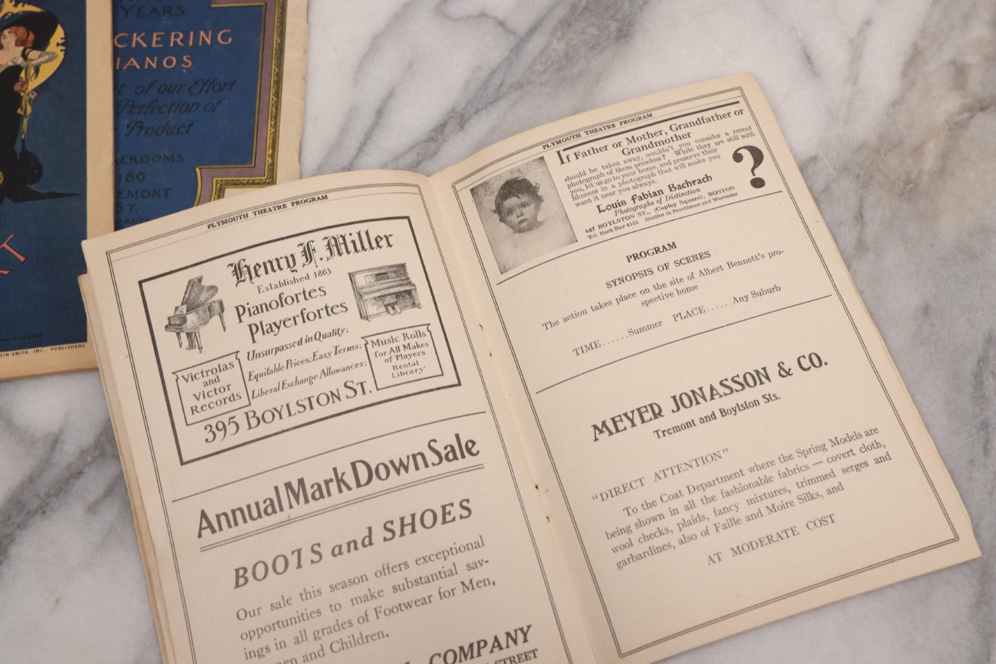 Lot 120 - Grouping Of Three Antique Theater Programs Including Two From The Sam S. Shubert Theatre, And One From Plymouth Theatre, Both In Boston, Circa 1920s