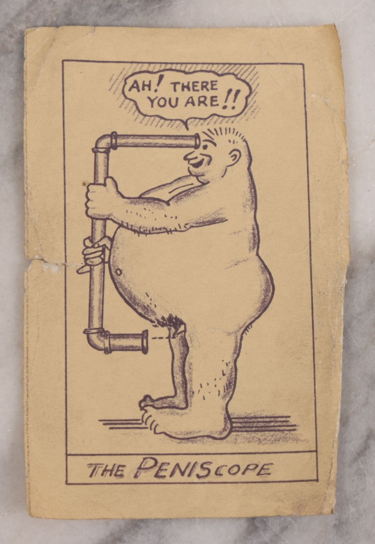 Lot 126 - Grouping Of Three Antique And Vintage Humorous Novelty Scraps Including Invitation To A Donkey Roast, "Everyone Receives A Piece Of Ass," The "Peniscope" Printed Illustration, "A Woman" Card