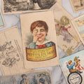 Lot 131 - Grouping Of Fifteen Antique Lithographed Trade Cards Cut From Scrap Albums, Including Petit's Eye Salve, Others, Note All Have Paper Pasted To Backs