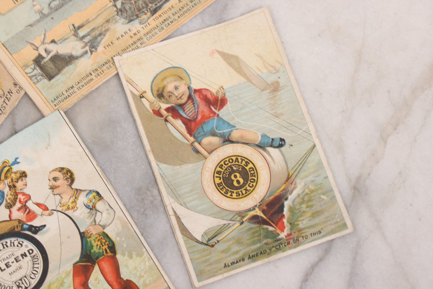 Lot 131 - Grouping Of Fifteen Antique Lithographed Trade Cards Cut From Scrap Albums, Including Petit's Eye Salve, Others, Note All Have Paper Pasted To Backs