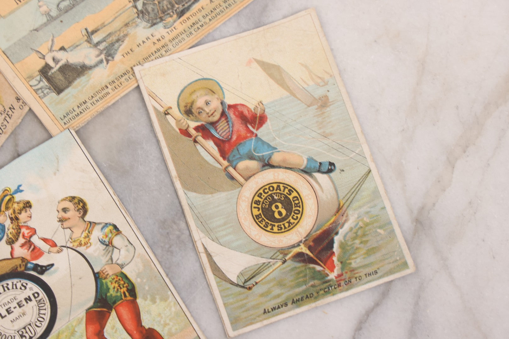 Lot 131 - Grouping Of Fifteen Antique Lithographed Trade Cards Cut From Scrap Albums, Including Petit's Eye Salve, Others, Note All Have Paper Pasted To Backs