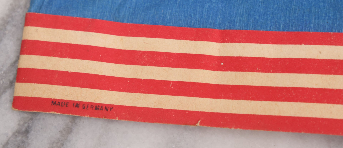 Lot 133 - Antique Folded Crepe Paper Patriotic Holiday Hat With American Flags, Red, White, And Blue Coloring, Made In Germany, As Found