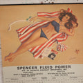 Lot 135 - Vintage Pinup Advertising Wall Calendar For 1976, Woman In Bathing Suit On Beach, Illustrated By Randall, Advertising Spencer Fluid Power, Portland, Oregon And Seattle, Washington, And Aeroquip, Jackson, Michigan