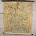 Lot 136 - Vintage Rolled Canvas Color Map Of East Pakistan, Printed By Ahmed Publishing House, Dacca, Pakistan, 1962, With Wood Hangers And Fabric Tie