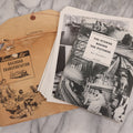 Lot 137 - Vintage Paper Folder Teachers Kit Railroad Transportation With Button Closure, Containing 25+ Large Format Black And White Photograph Prints Of The Railroad Industry, And Magazine "The Story Behind The Pictures" With Bonus Teacher Content