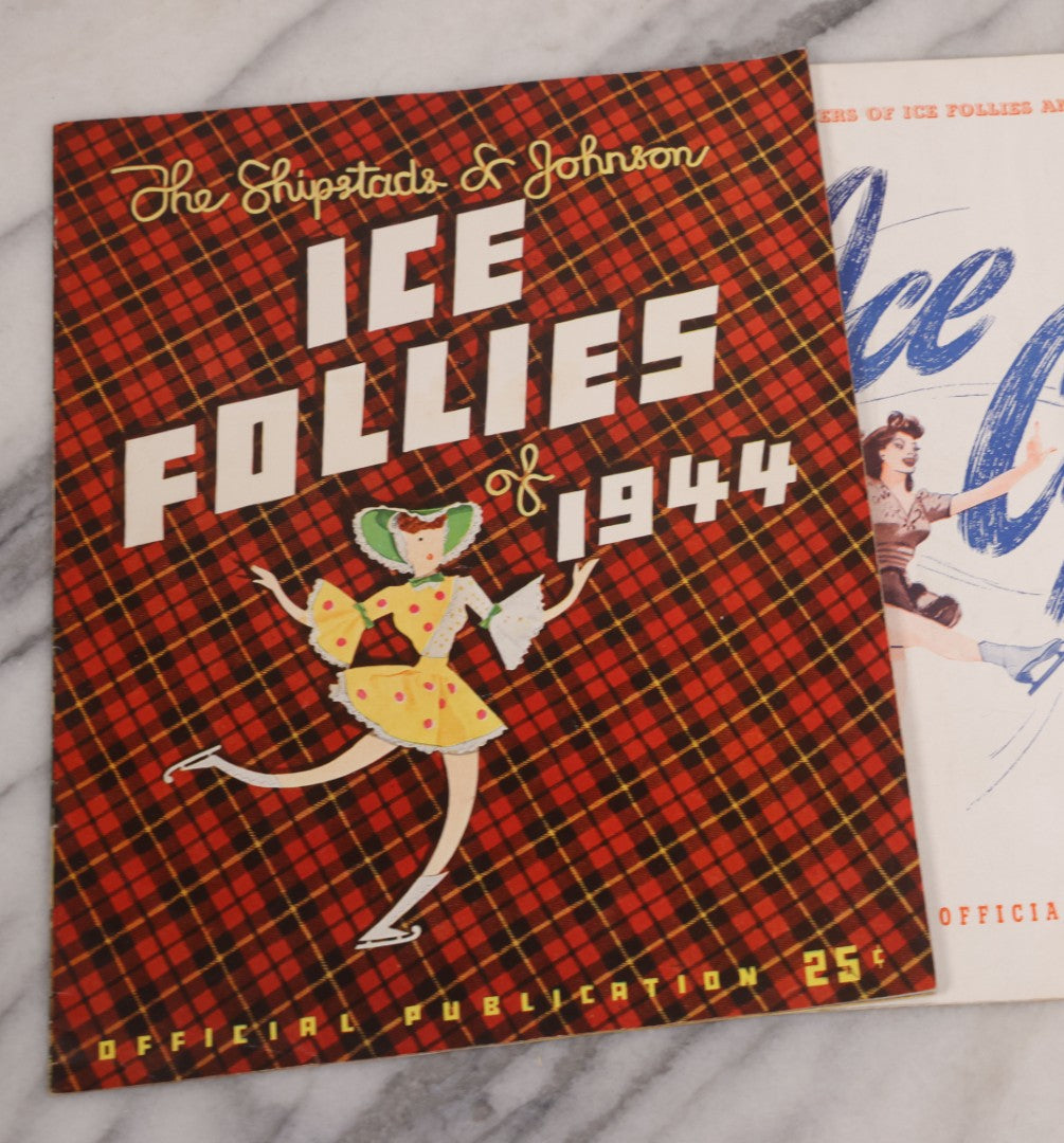 Lot 140 - Grouping Of Four Vintage Ice Follies Magazine Programs (1944, 1945, And 1946), And Ice Cycles Program (1946), With Illustrations And Black And White Photography Of Performers And Scenes Throughout, Shipstads & Johnson, Producers