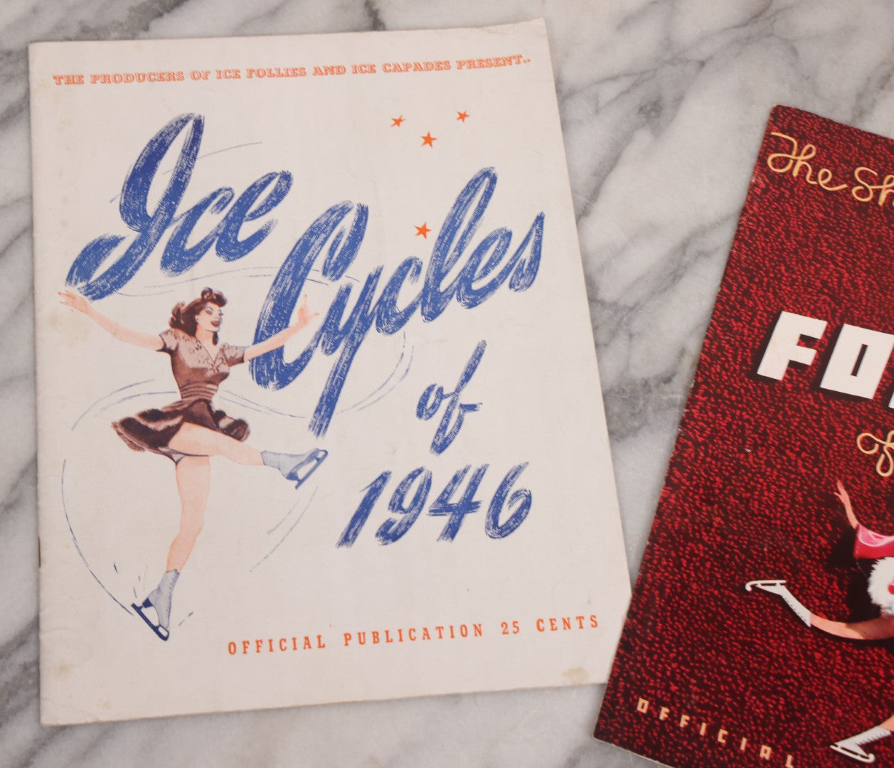 Lot 140 - Grouping Of Four Vintage Ice Follies Magazine Programs (1944, 1945, And 1946), And Ice Cycles Program (1946), With Illustrations And Black And White Photography Of Performers And Scenes Throughout, Shipstads & Johnson, Producers