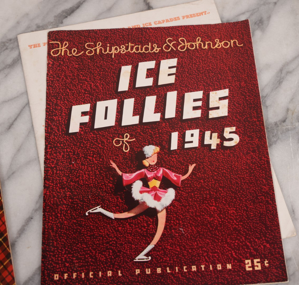 Lot 140 - Grouping Of Four Vintage Ice Follies Magazine Programs (1944, 1945, And 1946), And Ice Cycles Program (1946), With Illustrations And Black And White Photography Of Performers And Scenes Throughout, Shipstads & Johnson, Producers