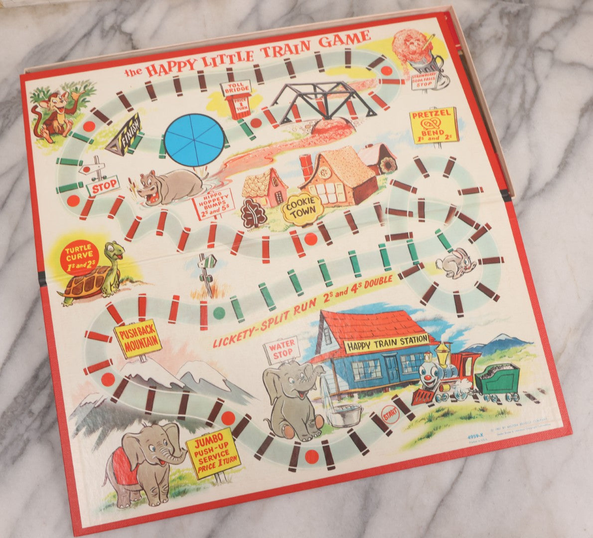 Lot 148 - Vintage "The Happy Little Train Game" Board Game By Milton Bradley Company, Copyright 1957, With Board And Game Pieces