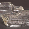 Lot 156 - Pair Of Matching Vintage Clear Glass Boat Candy Containers, 4-7/8" Length