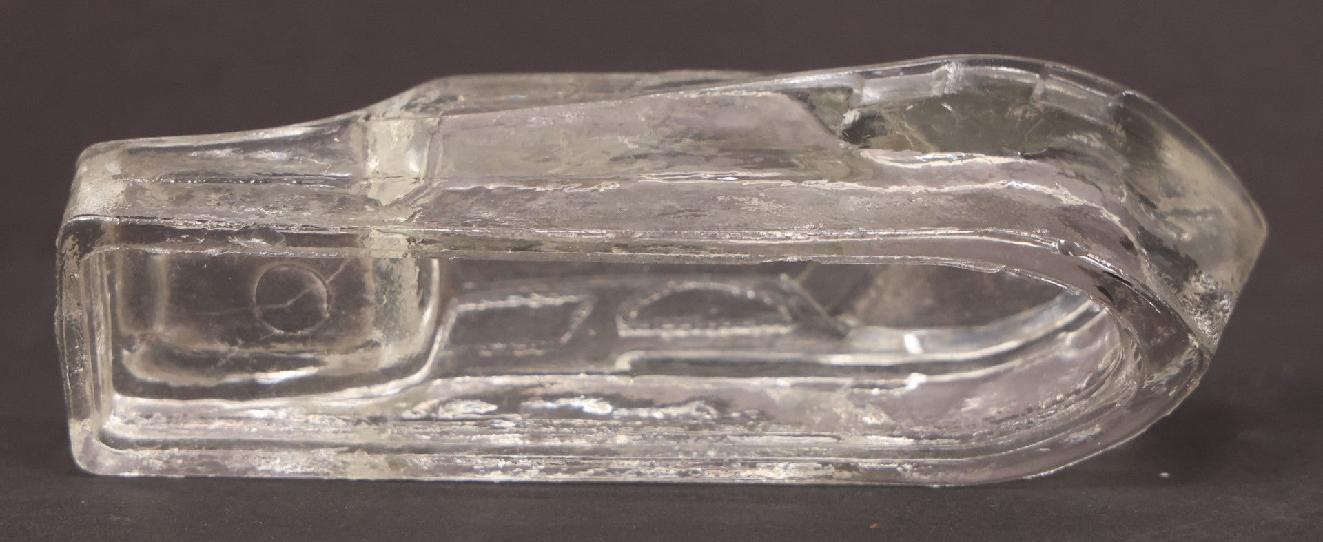 Lot 156 - Pair Of Matching Vintage Clear Glass Boat Candy Containers, 4-7/8" Length