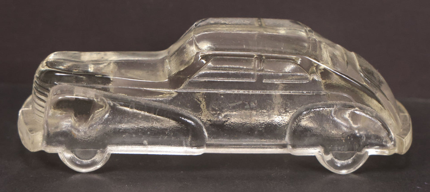 Lot 157 - Pair Of Vintage Clear Glass Automobile Candy Containers