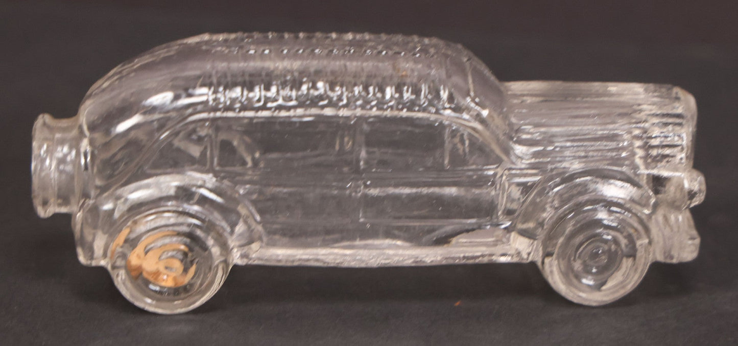 Lot 157 - Pair Of Vintage Clear Glass Automobile Candy Containers