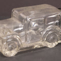 Lot 162 - Vintage Clear Glass Automobile Candy Container With Black Plastic Twist Cap, 4-3/4" Length