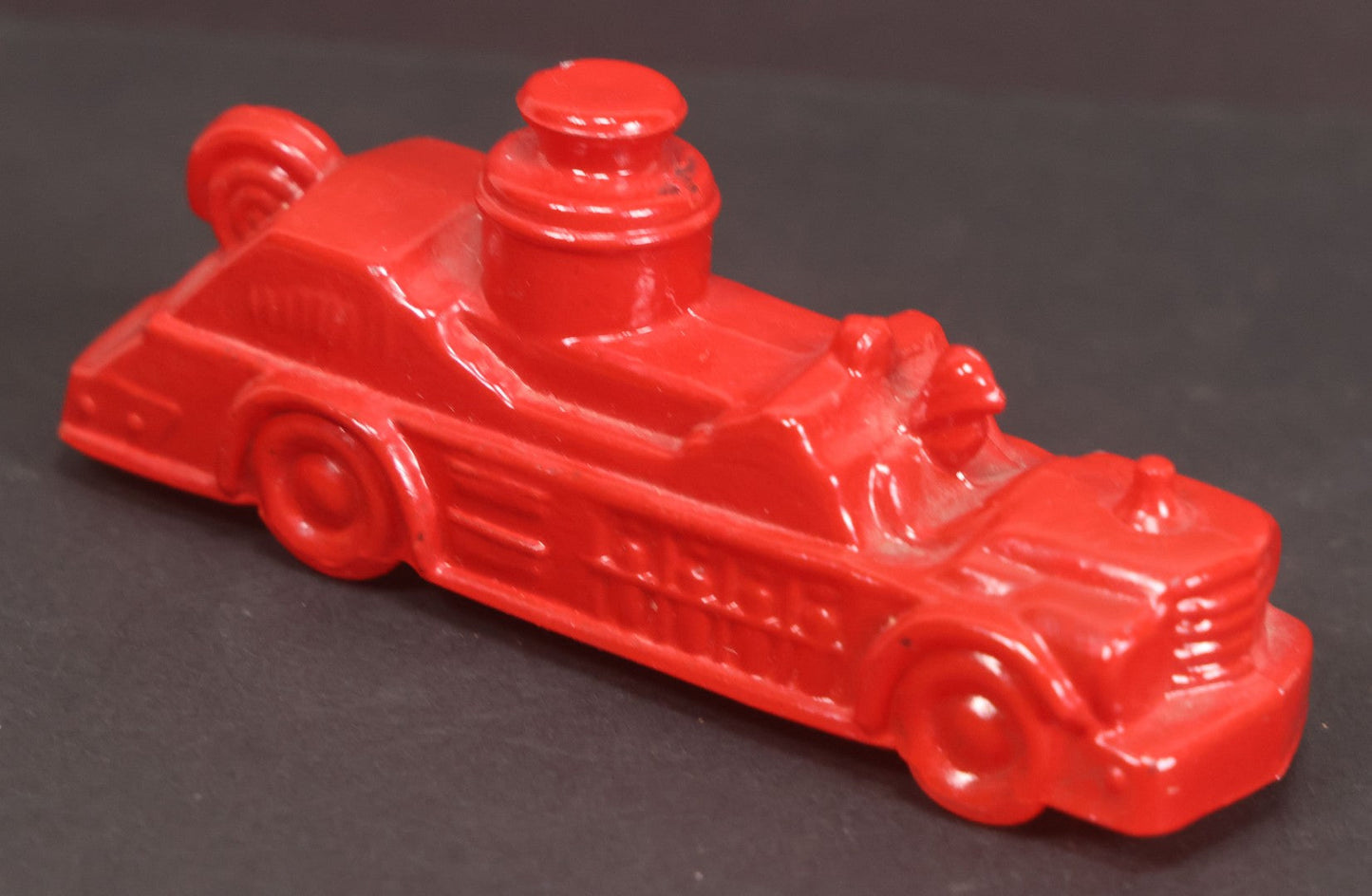 Lot 163 - Vintage Glass Fire Truck Candy Container Painted Red, 5" Length