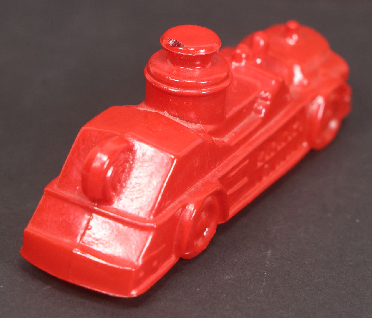 Lot 163 - Vintage Glass Fire Truck Candy Container Painted Red, 5" Length