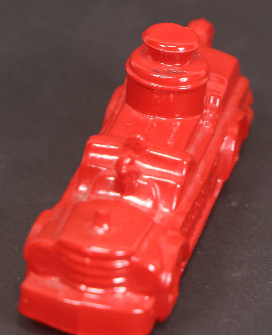 Lot 163 - Vintage Glass Fire Truck Candy Container Painted Red, 5" Length