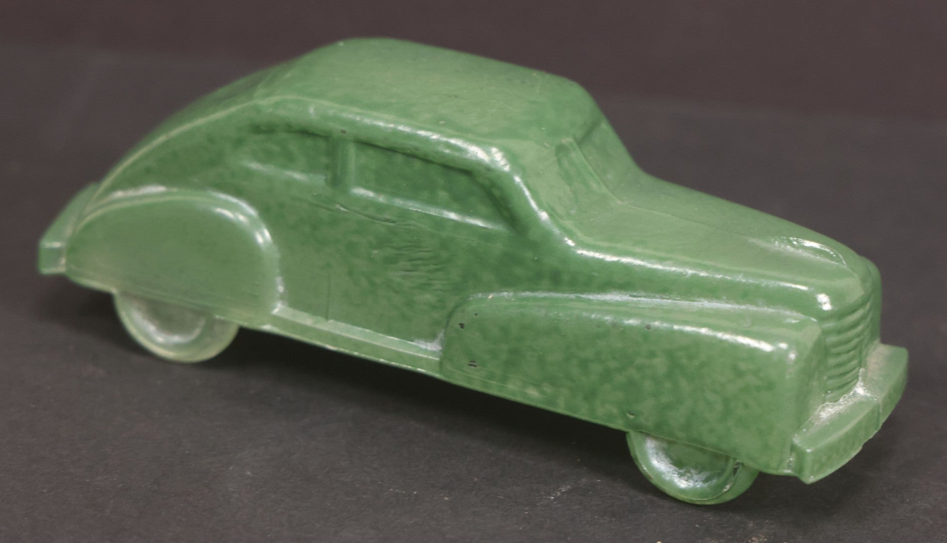 Lot 165 - Vintage Glass Automobile Candy Container Painted Green, 4-5/8" Length