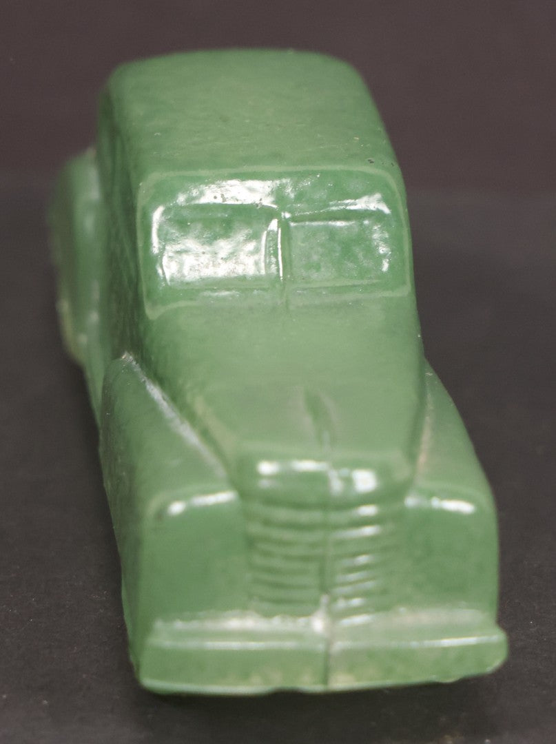 Lot 165 - Vintage Glass Automobile Candy Container Painted Green, 4-5/8" Length