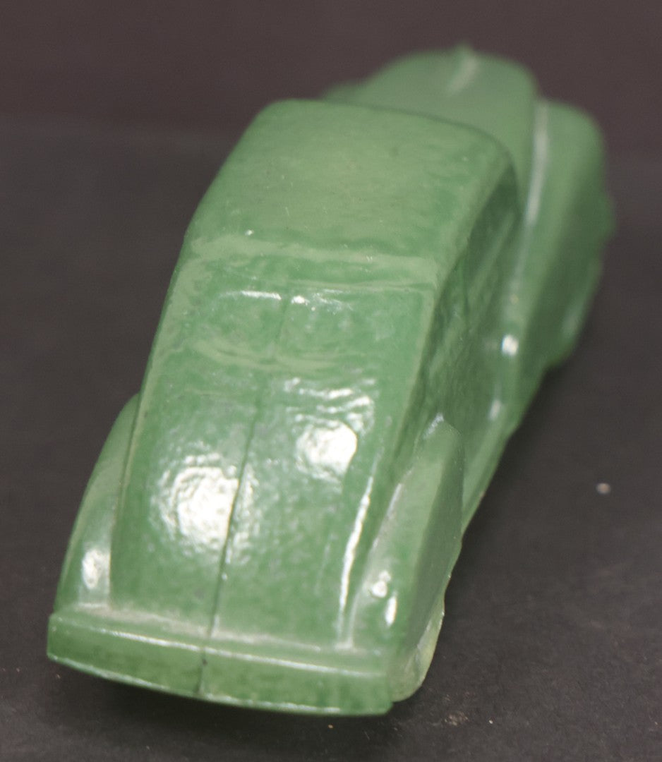 Lot 165 - Vintage Glass Automobile Candy Container Painted Green, 4-5/8" Length