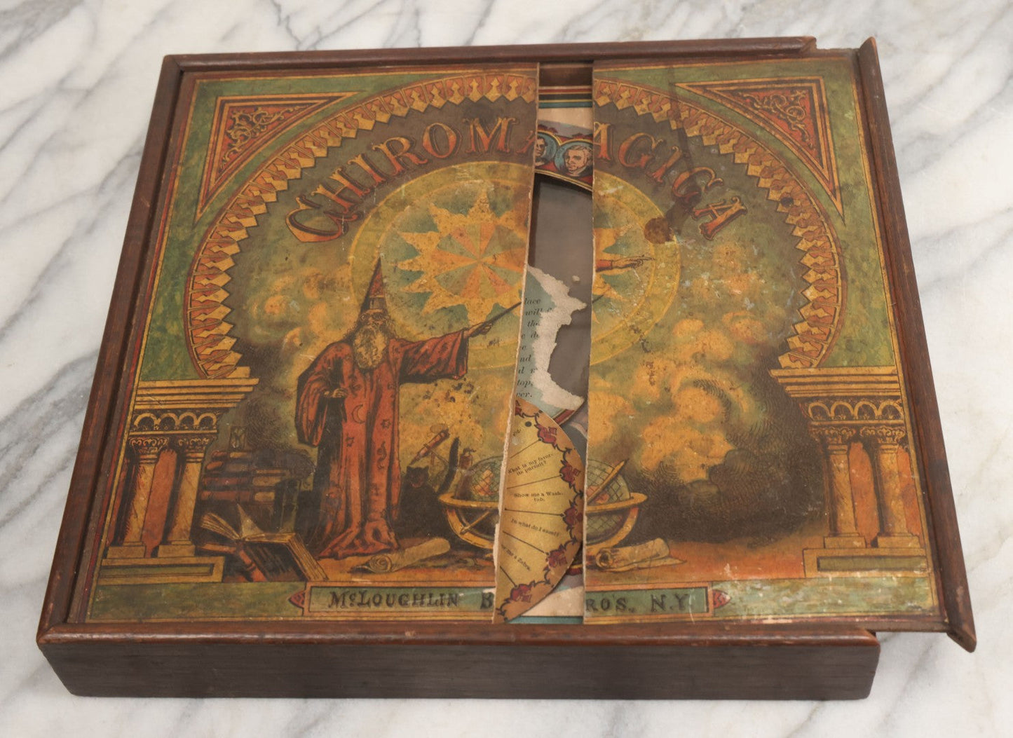 Lot 001 - Antique Lithopgraphed "Chiromagica" Fortune Telling Magnetic Board Game By Mcloughlin Bros., New York, Circa 1870