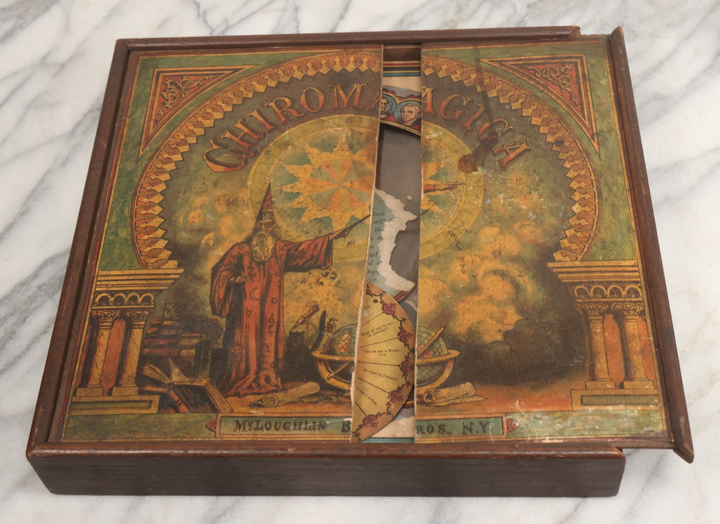 Lot 001 - Antique Lithopgraphed "Chiromagica" Fortune Telling Magnetic Board Game By Mcloughlin Bros., New York, Circa 1870