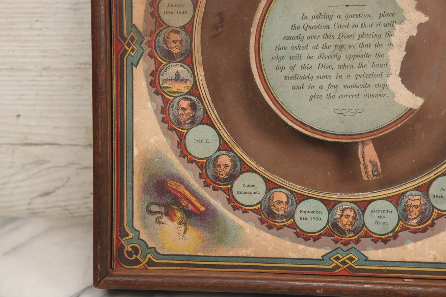 Lot 001 - Antique Lithopgraphed "Chiromagica" Fortune Telling Magnetic Board Game By Mcloughlin Bros., New York, Circa 1870