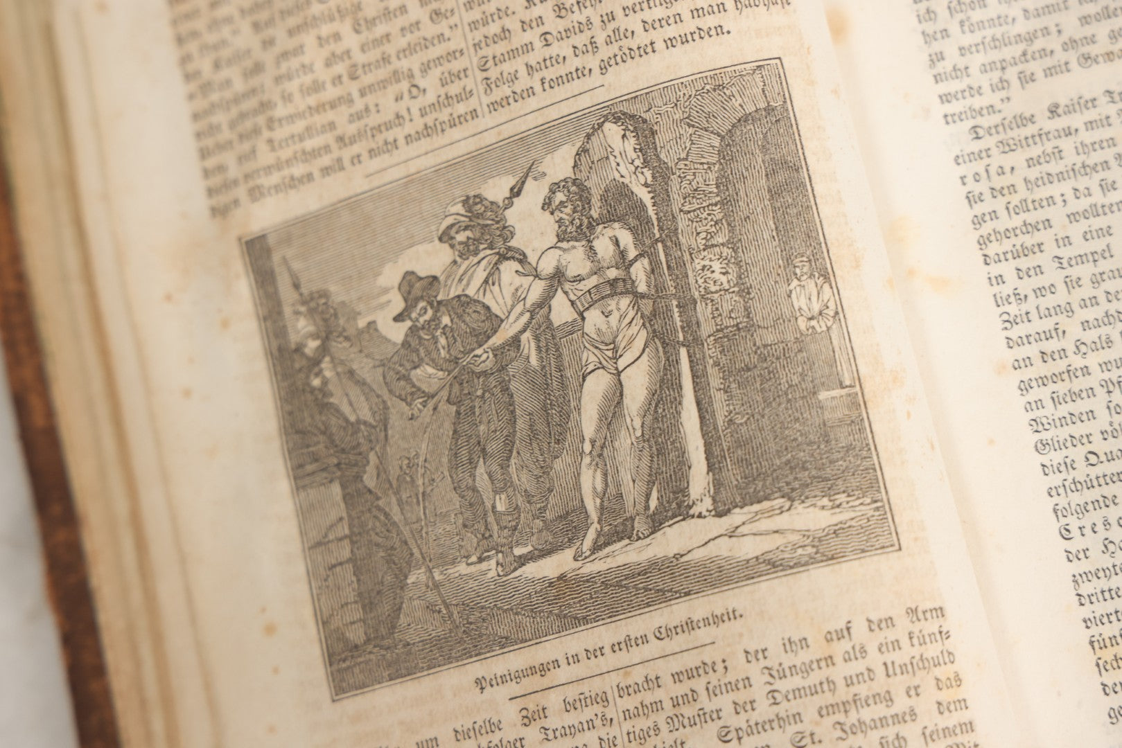 Lot 003 - Foxe's Book Of Martyrs, "History Of Christian Martyrdom, [...] The Lives, Sufferings, And Glorious Deaths Of Martyrs" By John Foxe, Illustrated With Gruesome Engravings, German Language, George W. Ment And Son, Publishers, Philadelphia, 1840