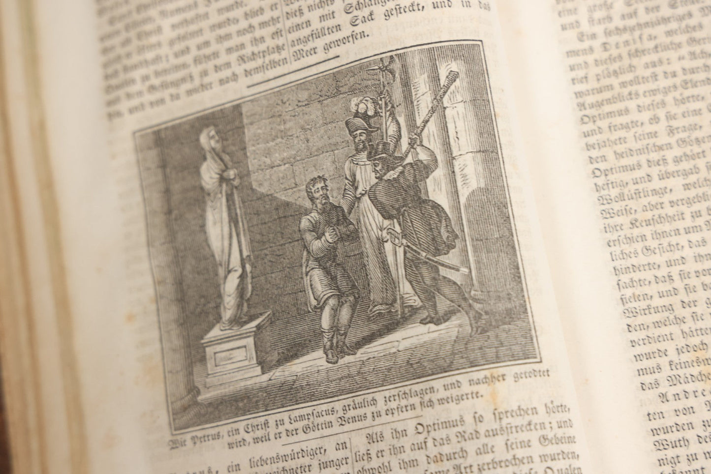 Lot 003 - Foxe's Book Of Martyrs, "History Of Christian Martyrdom, [...] The Lives, Sufferings, And Glorious Deaths Of Martyrs" By John Foxe, Illustrated With Gruesome Engravings, German Language, George W. Ment And Son, Publishers, Philadelphia, 1840