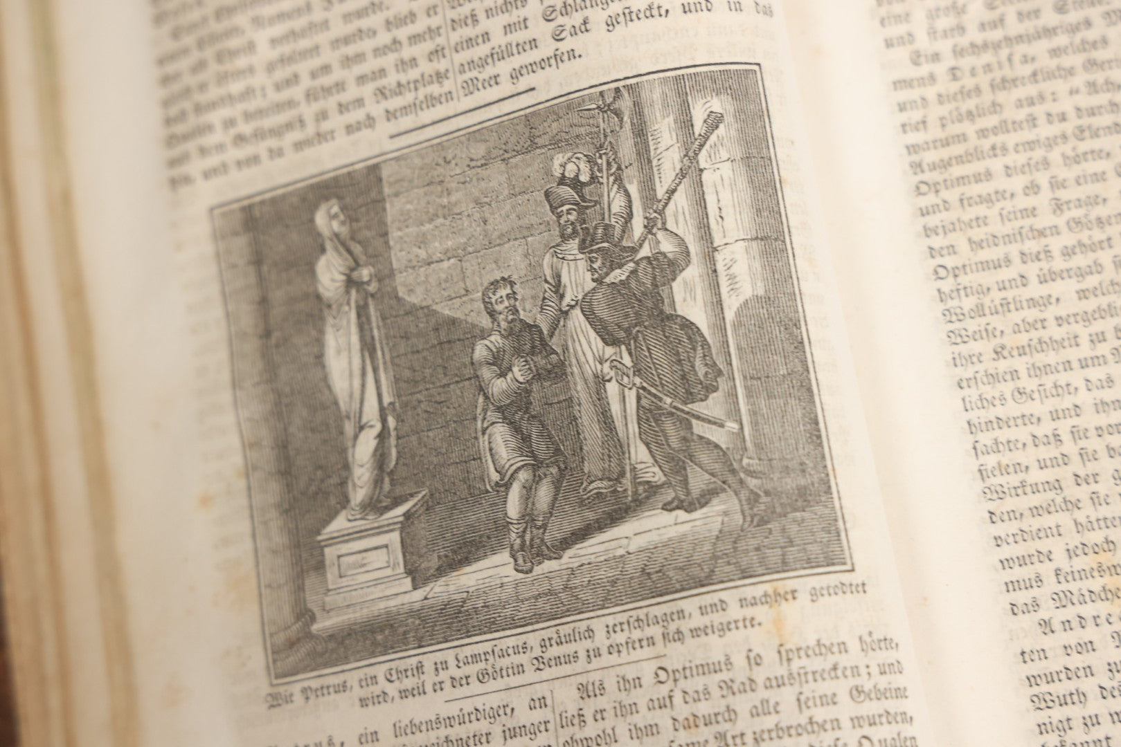 Lot 003 - Foxe's Book Of Martyrs, "History Of Christian Martyrdom, [...] The Lives, Sufferings, And Glorious Deaths Of Martyrs" By John Foxe, Illustrated With Gruesome Engravings, German Language, George W. Ment And Son, Publishers, Philadelphia, 1840