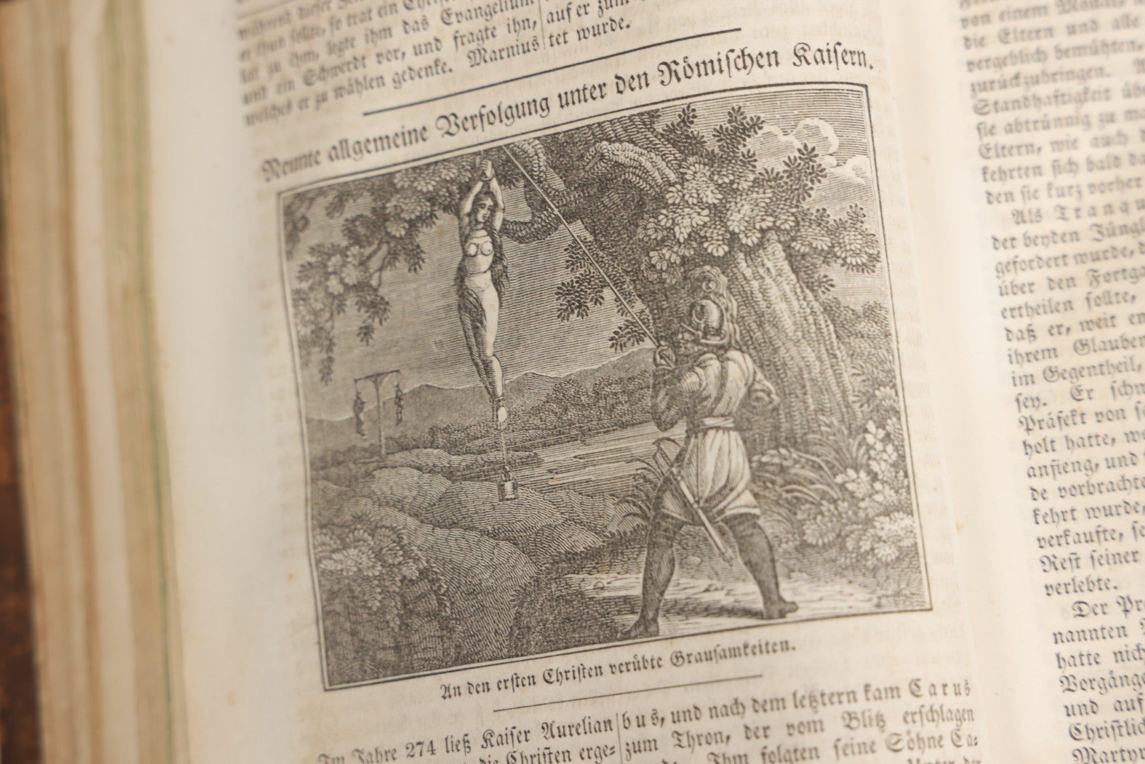 Lot 003 - Foxe's Book Of Martyrs, "History Of Christian Martyrdom, [...] The Lives, Sufferings, And Glorious Deaths Of Martyrs" By John Foxe, Illustrated With Gruesome Engravings, German Language, George W. Ment And Son, Publishers, Philadelphia, 1840