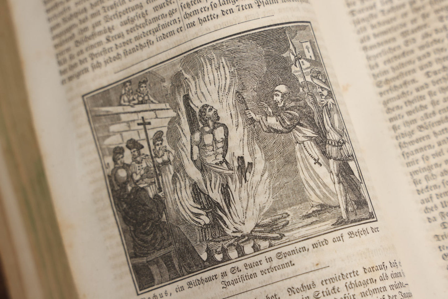Lot 003 - Foxe's Book Of Martyrs, "History Of Christian Martyrdom, [...] The Lives, Sufferings, And Glorious Deaths Of Martyrs" By John Foxe, Illustrated With Gruesome Engravings, German Language, George W. Ment And Son, Publishers, Philadelphia, 1840