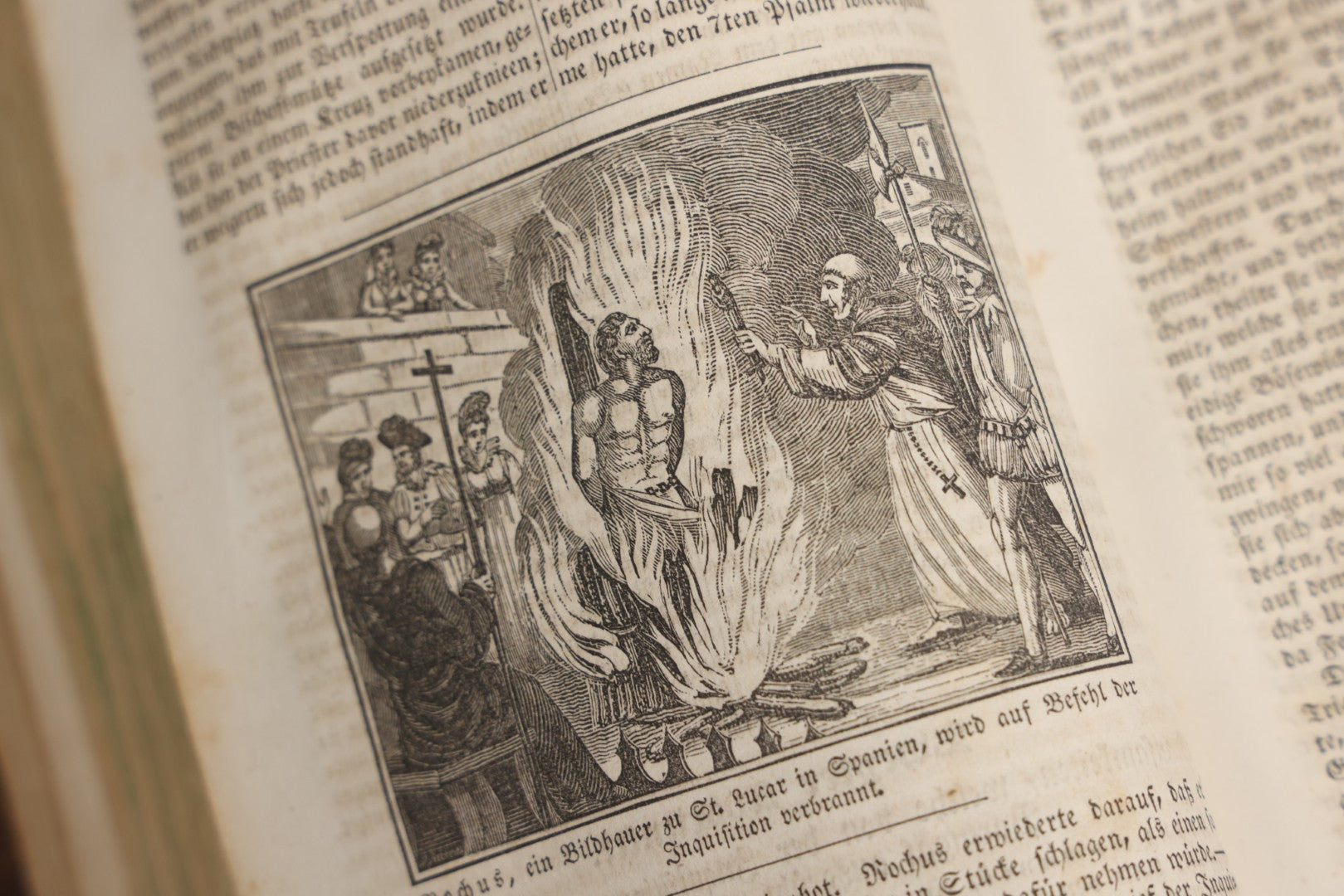 Lot 003 - Foxe's Book Of Martyrs, "History Of Christian Martyrdom, [...] The Lives, Sufferings, And Glorious Deaths Of Martyrs" By John Foxe, Illustrated With Gruesome Engravings, German Language, George W. Ment And Son, Publishers, Philadelphia, 1840