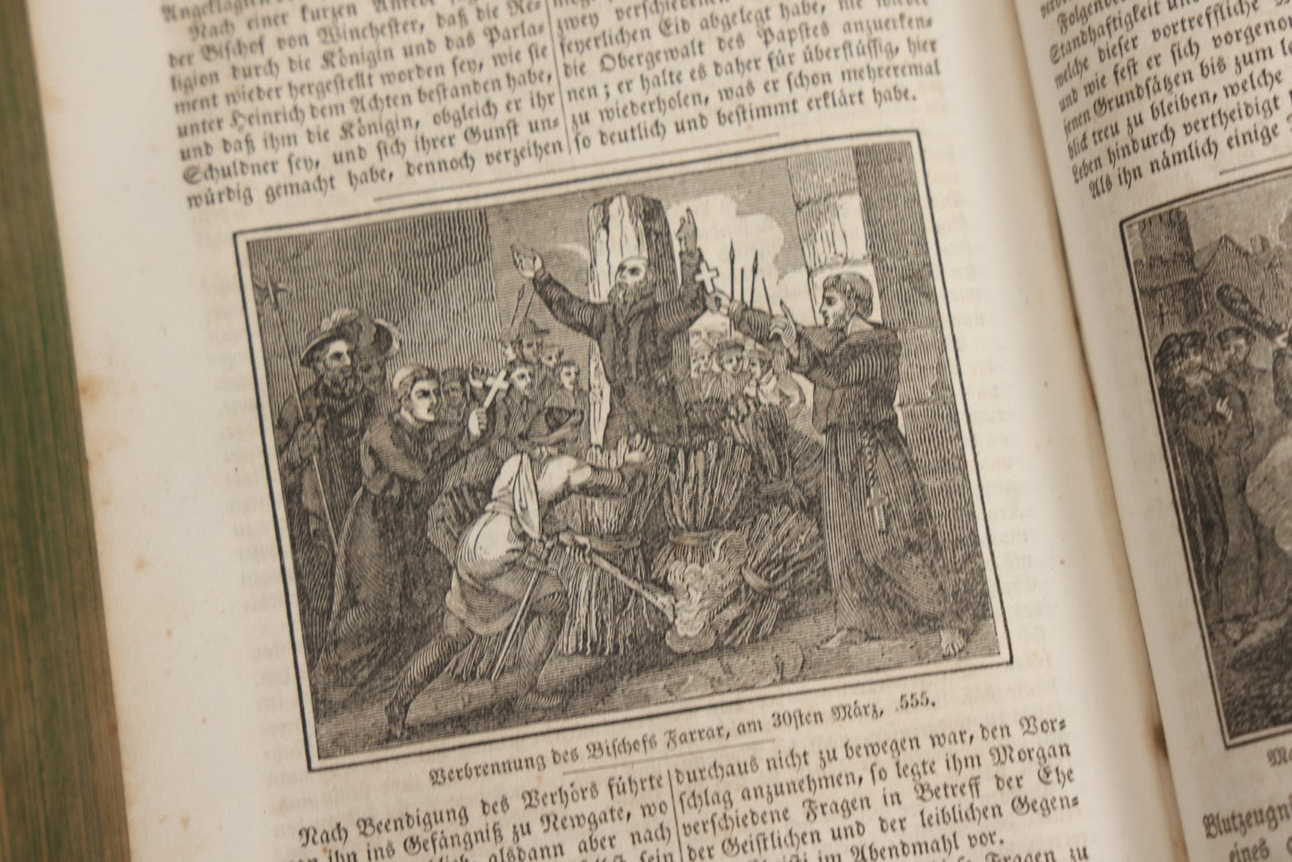 Lot 003 - Foxe's Book Of Martyrs, "History Of Christian Martyrdom, [...] The Lives, Sufferings, And Glorious Deaths Of Martyrs" By John Foxe, Illustrated With Gruesome Engravings, German Language, George W. Ment And Son, Publishers, Philadelphia, 1840