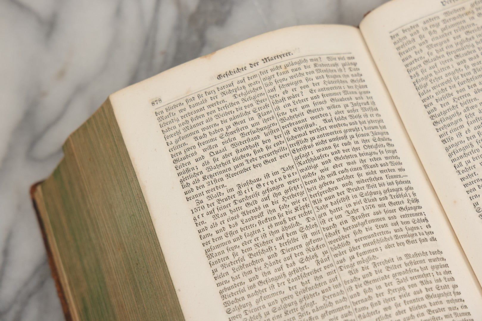 Lot 003 - Foxe's Book Of Martyrs, "History Of Christian Martyrdom, [...] The Lives, Sufferings, And Glorious Deaths Of Martyrs" By John Foxe, Illustrated With Gruesome Engravings, German Language, George W. Ment And Son, Publishers, Philadelphia, 1840