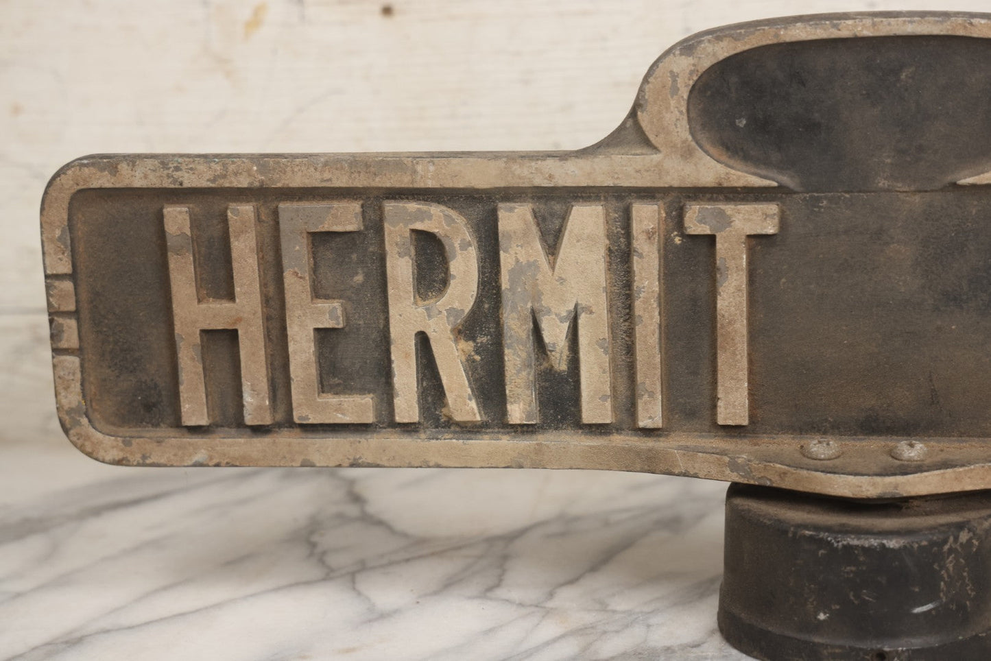 Lot 008 - Vintage Double Sided Cast Aluminum Street Sign Pole Topper For "Hermit Lane," Circa 1960s
