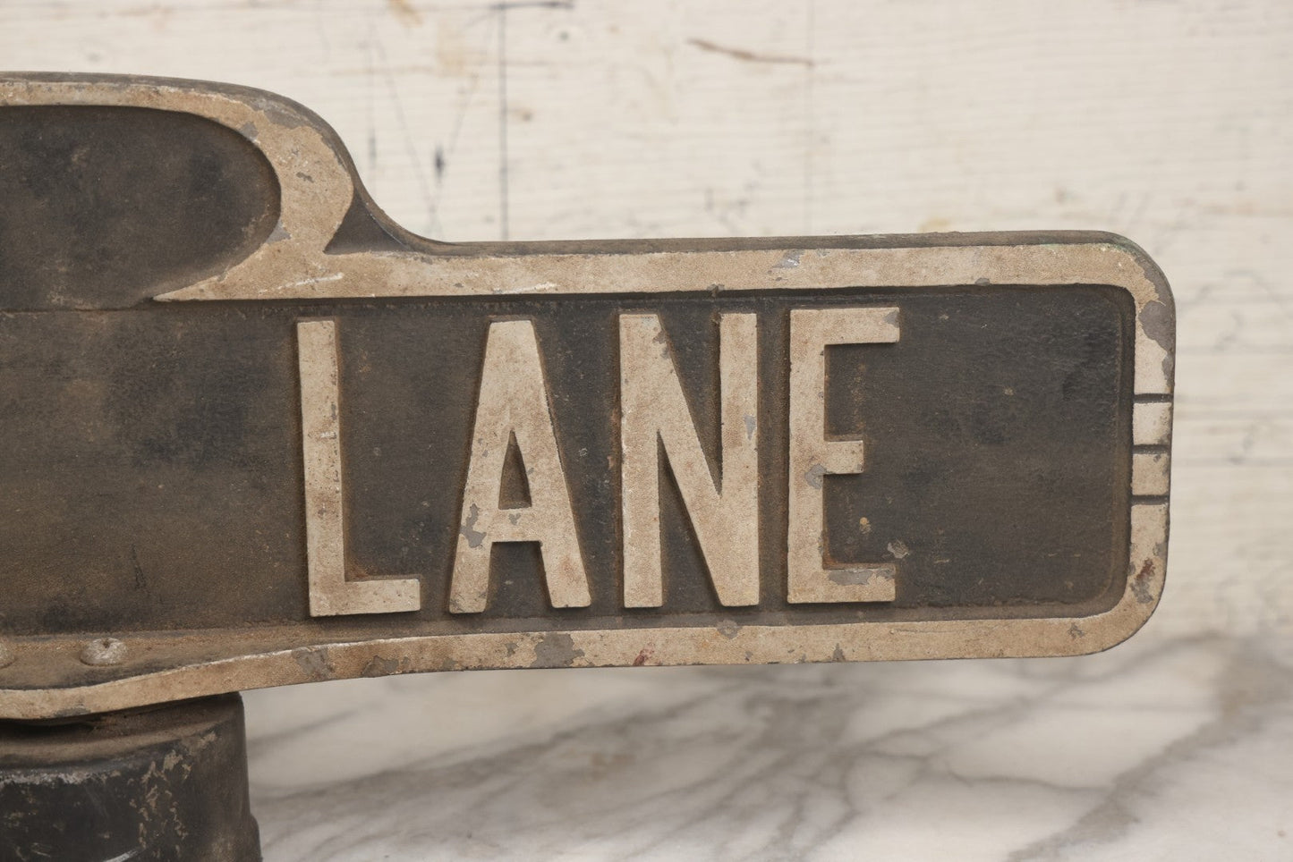 Lot 008 - Vintage Double Sided Cast Aluminum Street Sign Pole Topper For "Hermit Lane," Circa 1960s