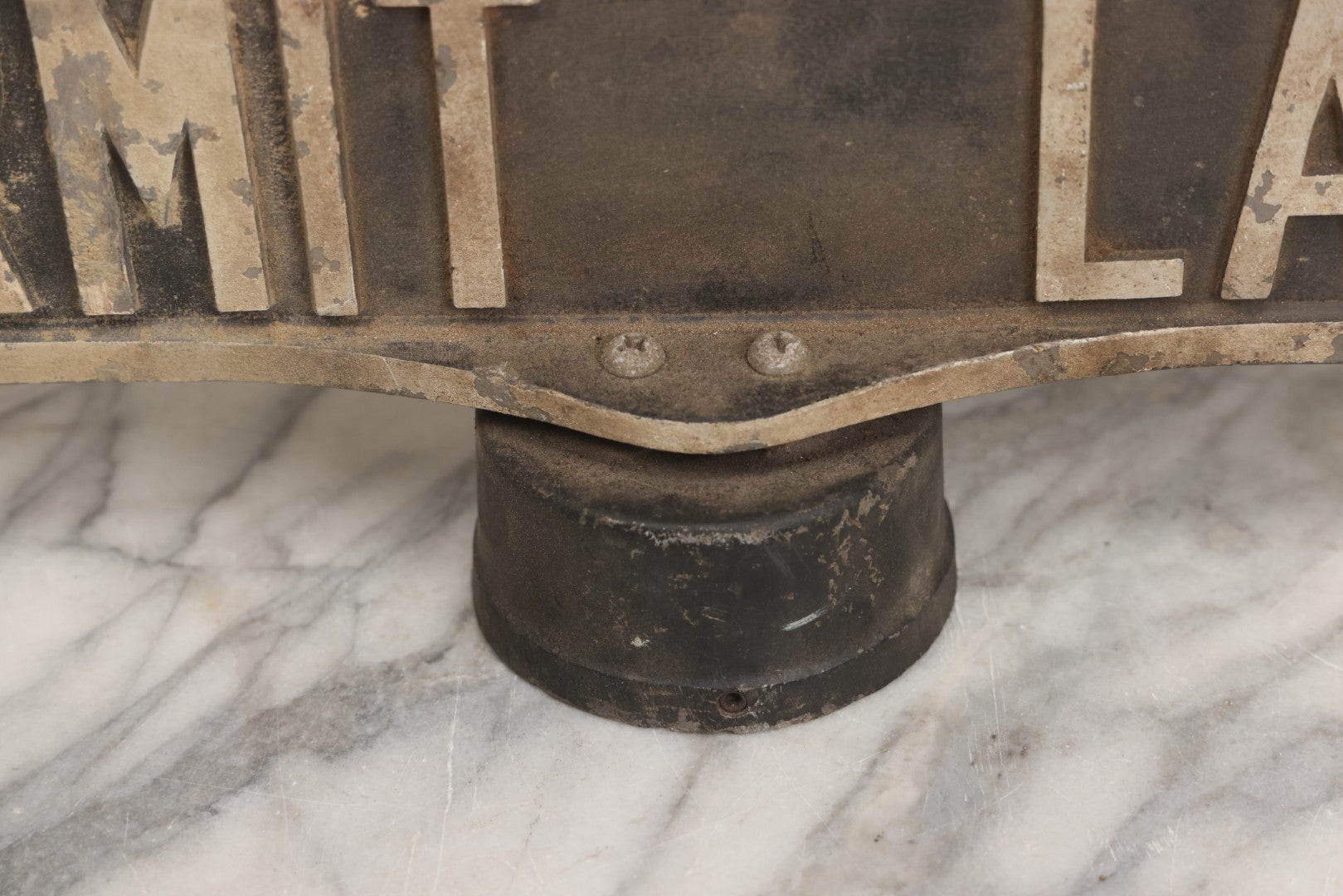 Lot 008 - Vintage Double Sided Cast Aluminum Street Sign Pole Topper For "Hermit Lane," Circa 1960s