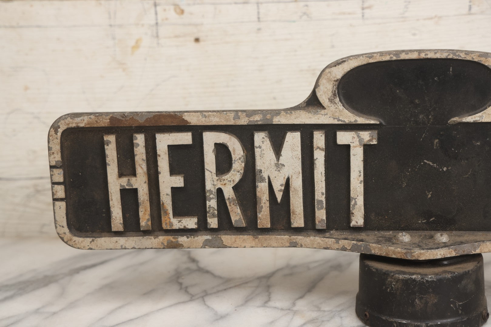 Lot 008 - Vintage Double Sided Cast Aluminum Street Sign Pole Topper For "Hermit Lane," Circa 1960s