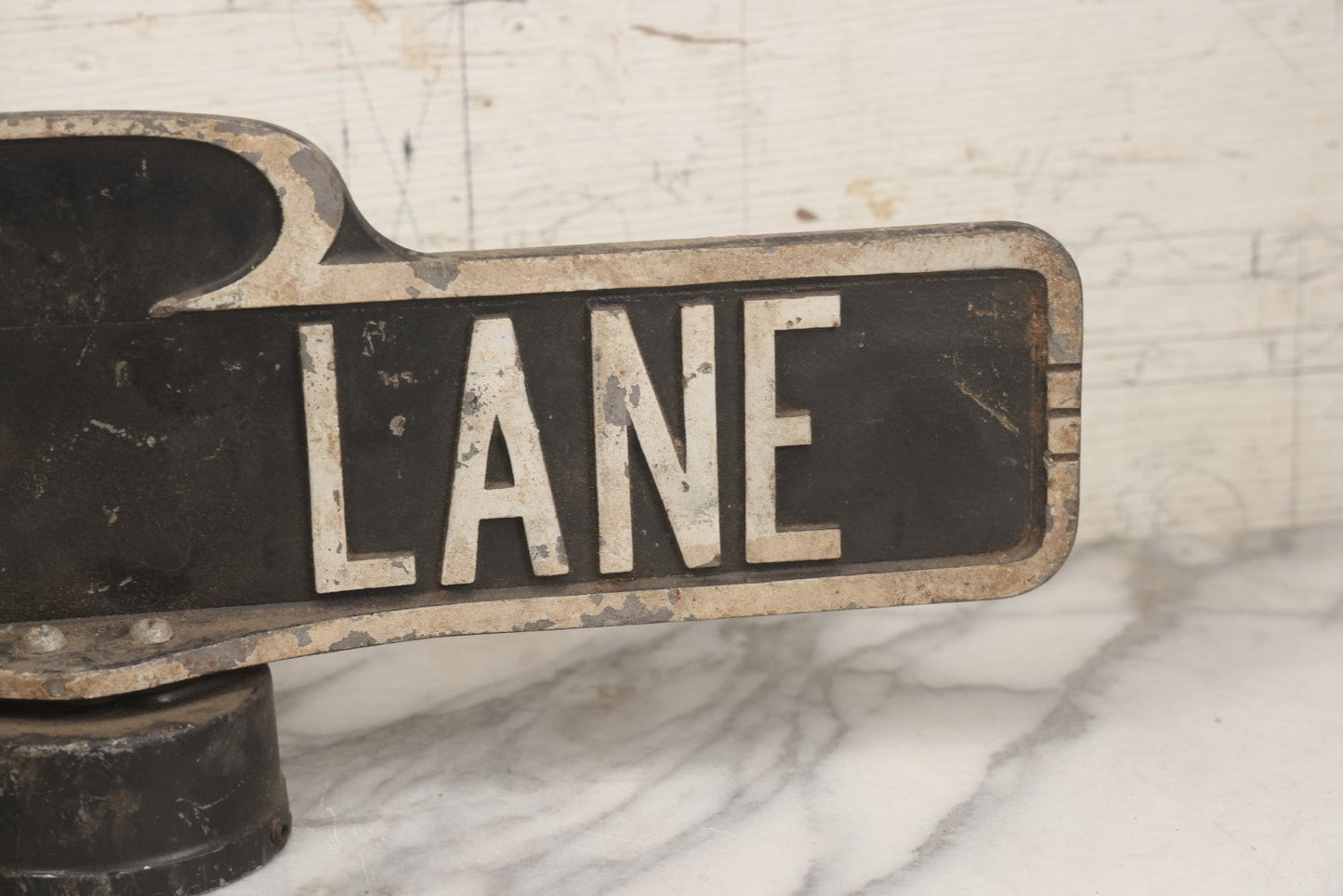 Lot 008 - Vintage Double Sided Cast Aluminum Street Sign Pole Topper For "Hermit Lane," Circa 1960s