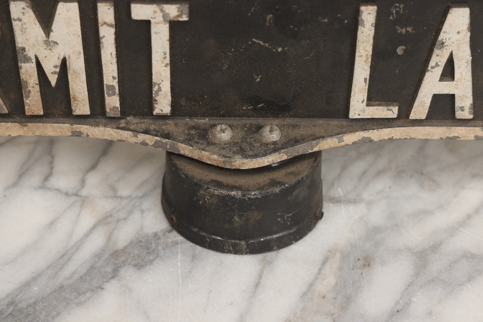 Lot 008 - Vintage Double Sided Cast Aluminum Street Sign Pole Topper For "Hermit Lane," Circa 1960s