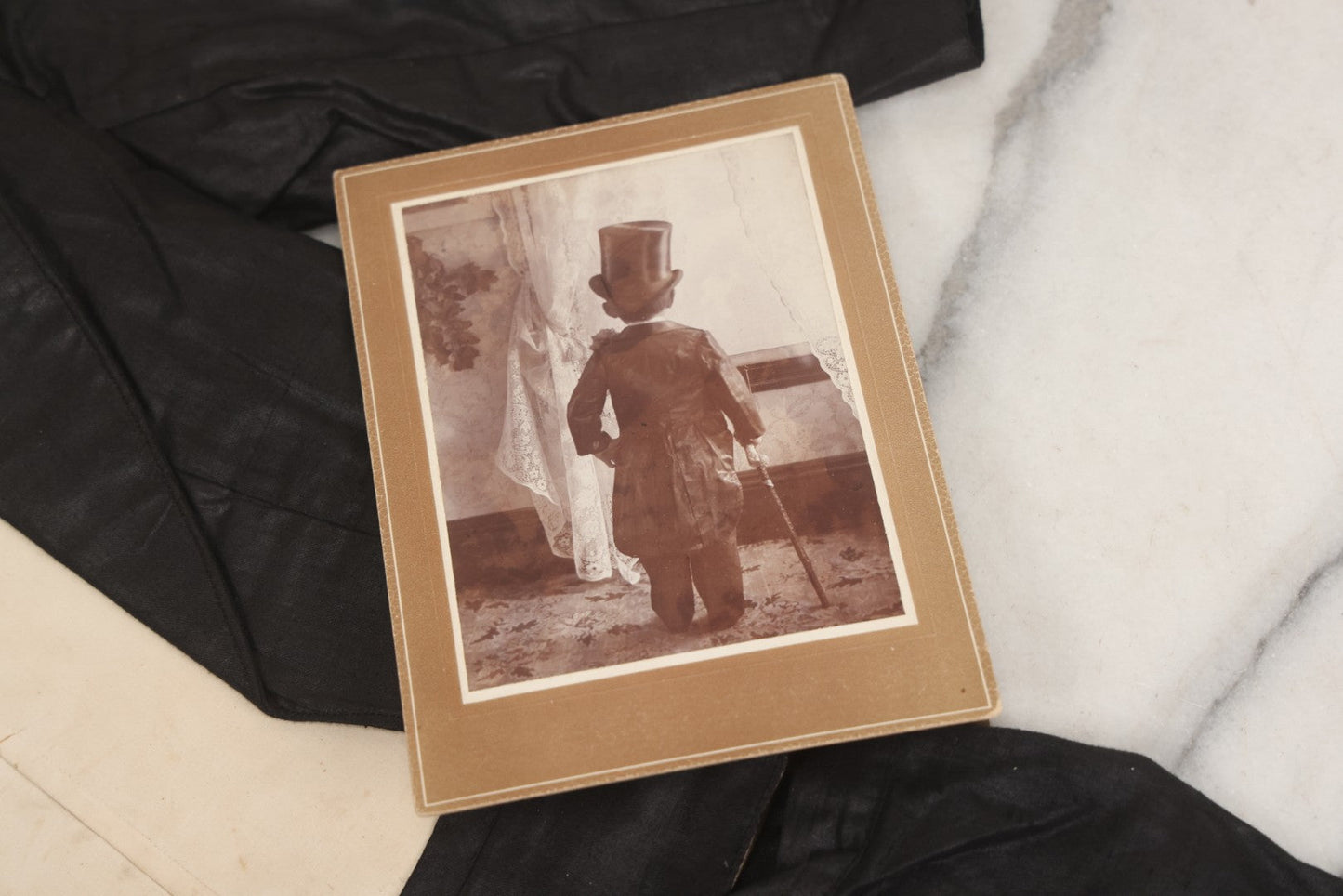 Lot 009 - Antique Hand Made Child's Tuxedo Made For Earle Everett Pinkham, Senior, By His Mother, Along With Two Photographs Showing The Front And Back Of Earle In Tux, With Provenance On Verso, Circa 1895