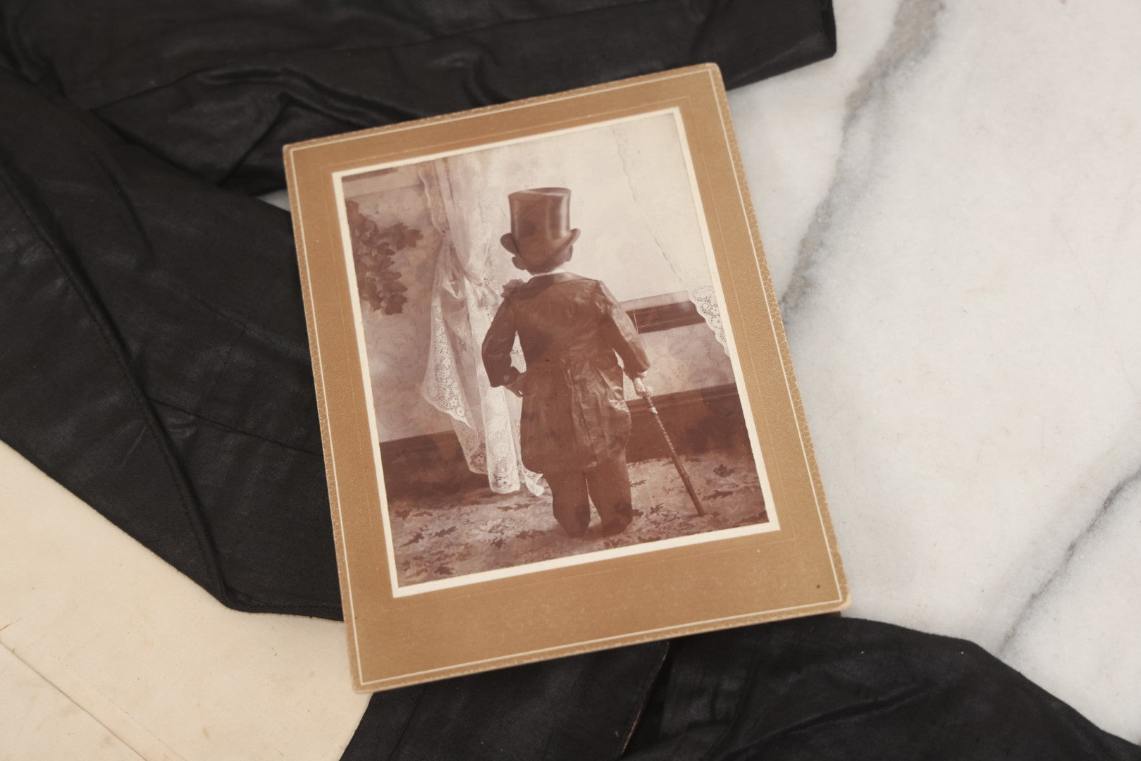 Lot 009 - Antique Hand Made Child's Tuxedo Made For Earle Everett Pinkham, Senior, By His Mother, Along With Two Photographs Showing The Front And Back Of Earle In Tux, With Provenance On Verso, Circa 1895